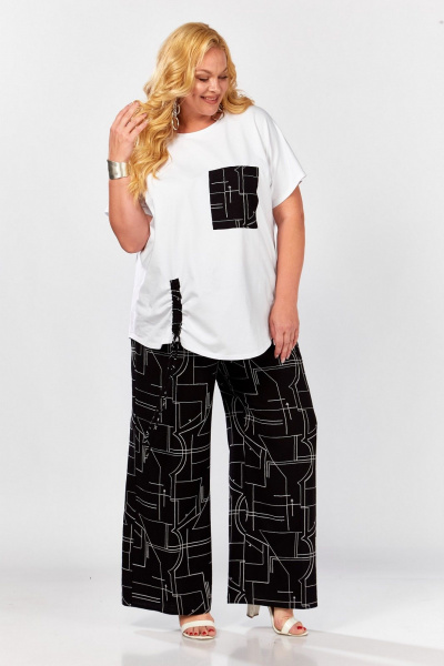 Блуза, брюки Koketka i K 1297 черный+белый - фото 3