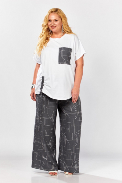 Блуза, брюки Koketka i K 1297-1 серый+белый - фото 5