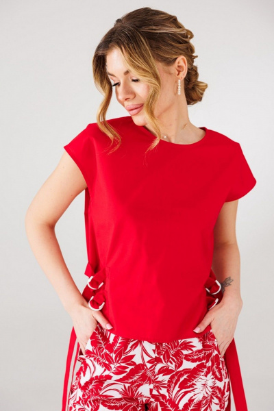 Блуза, брюки Faufilure C1569 красный - фото 2