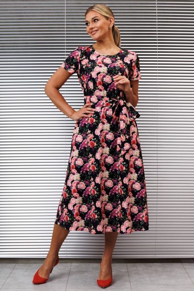 Жакет, платье Мода Юрс 2854 коралл_цветы - фото 6