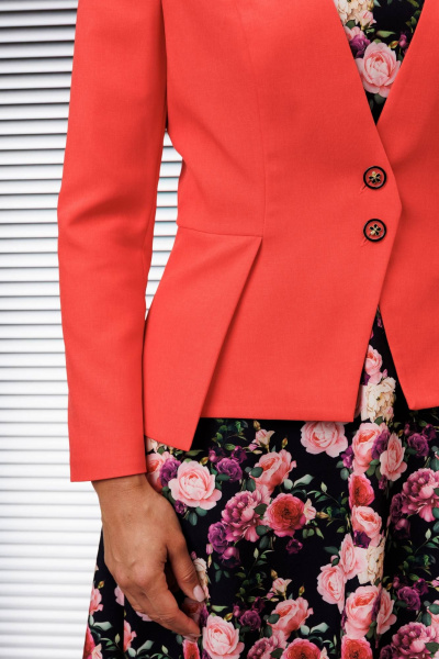 Жакет, платье Мода Юрс 2854 коралл_цветы - фото 3
