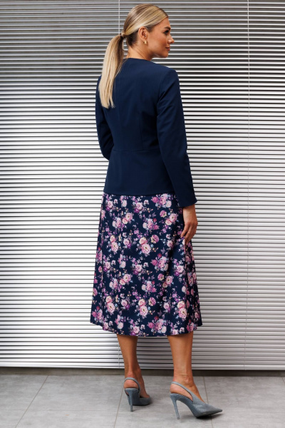 Жакет, платье Мода Юрс 2854 синий_цветы - фото 7