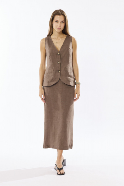 Жилет, юбка DAVA 2212 шоколад - фото 1