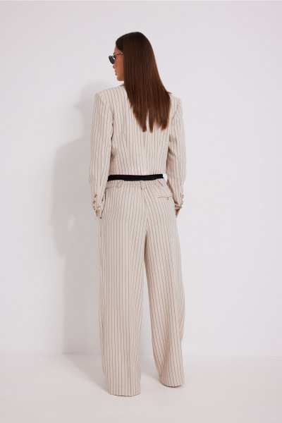 Брюки, жакет, топ N.O.W. 1598 беж_полоска_черный - фото 2