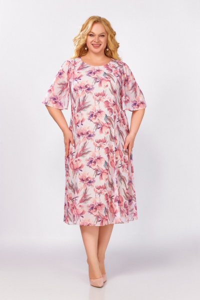Платье Swallow 827.2 пыльно-розовый/цветы - фото 6