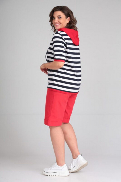 Блуза, шорты Диомант 1874 коралл_широкая_полоска - фото 4