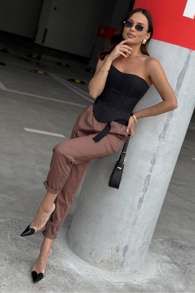 Брюки PRATA wear S035 темно-коричневый - фото 5