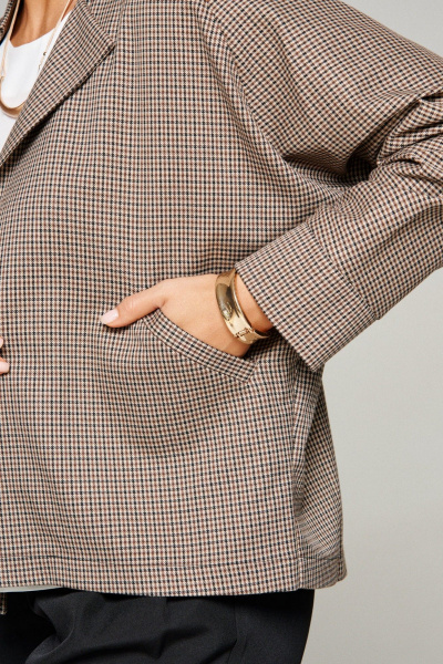 Блуза, брюки, жакет Beautiful&Free 6345 бежевая_клетка - фото 6