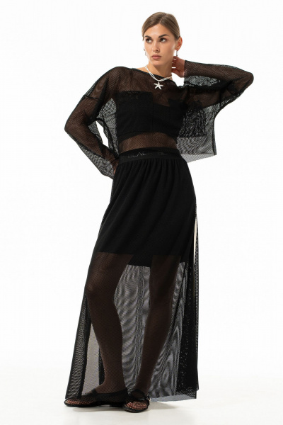 Лонгслив, юбка Luna 242 чёрный - фото 15