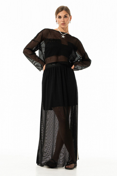 Лонгслив, юбка Luna 242 чёрный - фото 1