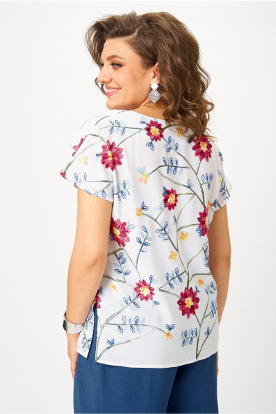 Блуза Andina city 5039-25 белый_цветы - фото 3
