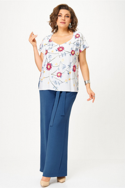 Блуза Andina city 5039-25 белый_цветы - фото 5