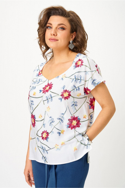 Блуза Andina city 5039-25 белый_цветы - фото 2