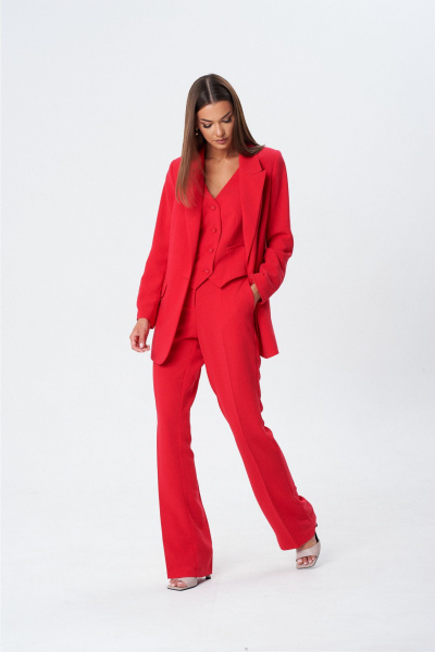Брюки, жакет, жилет Lady Line 1606 красный - фото 9