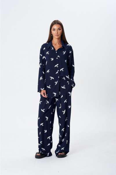 Блуза, брюки Lady Line 1607 синий - фото 1