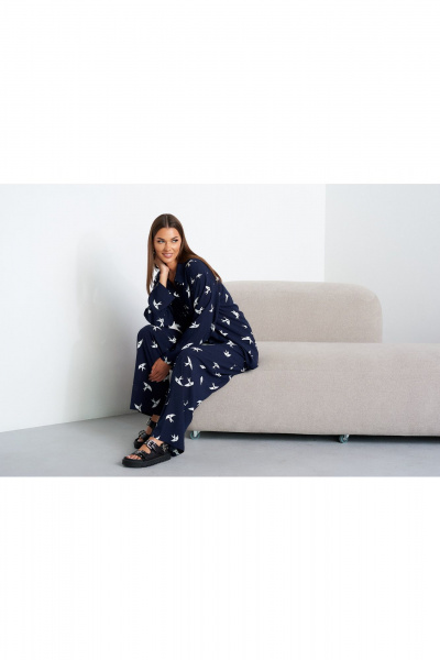 Блуза, брюки Lady Line 1607 синий - фото 5