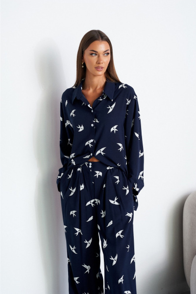 Блуза, брюки Lady Line 1607 синий - фото 4