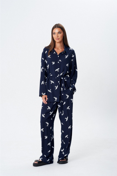 Блуза, брюки Lady Line 1607 синий - фото 3