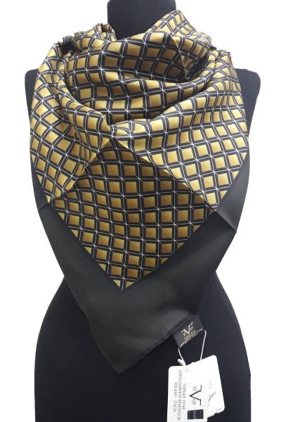 Шаль из шелка 100% желтая и черная классическая из текстиля 90x90 TrendCorner 3-10-11-126 787 - фото 1
