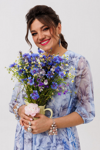 Платье Anelli 1605 аквамариновый_пион - фото 10