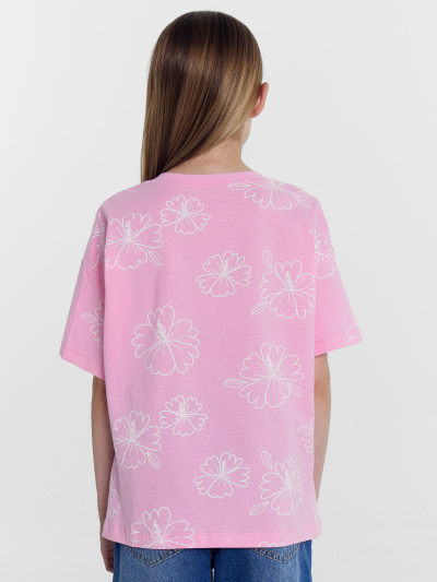 Футболка Mark Formelle 117843-2/25-37581П-0 зеленый_топаз_цветы_на_розовом_1_сл_1изд_на_пол - фото 1
