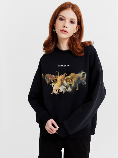 Свитшот Mark Formelle 122813/1/24-31286П-7П черный_печать7_3_сл_на_пол - фото 1