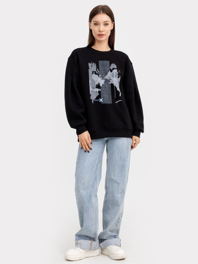 Свитшот Mark Formelle 122934/1/24-25407П-7П черный_печать_3_сл_на_пол_ДКна_спинке - фото 5