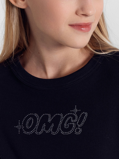 Лонгслив Mark Formelle 127917/1/24-27939П-1 черный_печать_2_сл_на_пол_(фольга) - фото 2