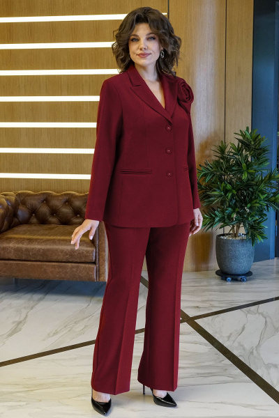 Брюки, жакет Alani Collection 2143 бордо - фото 2