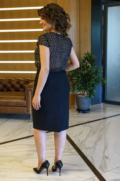 Деловой костюм из текстиля с подчеркнутой талией Alani Collection 1872 черный - фото 9