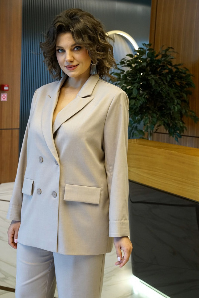 Брюки, жакет Alani Collection 2017 бежевый - фото 4