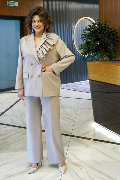 Брюки, жакет Alani Collection 2017 бежевый - фото 2