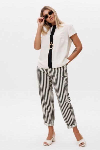 Блуза, брюки Ma Vie М-687 молочный _черный - фото 10