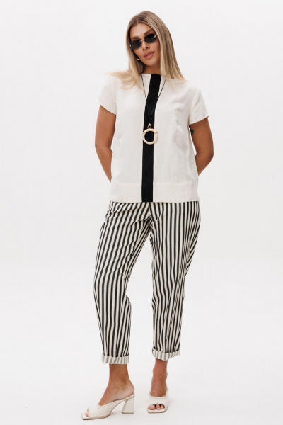 Блуза, брюки Ma Vie М-687 молочный _черный - фото 8