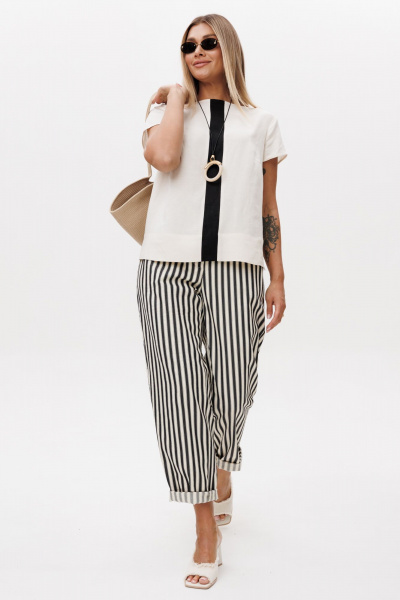 Блуза, брюки Ma Vie М-687 молочный _черный - фото 6