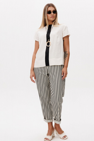 Блуза, брюки Ma Vie М-687 молочный _черный - фото 3