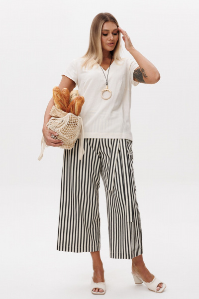 Блуза, кюлоты Ma Vie М-689 молочный- черный - фото 14