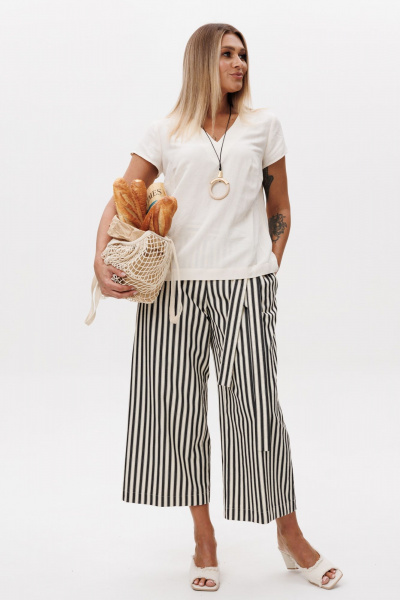 Блуза, кюлоты Ma Vie М-689 молочный- черный - фото 13