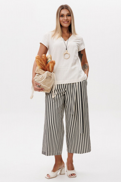 Блуза, кюлоты Ma Vie М-689 молочный- черный - фото 12