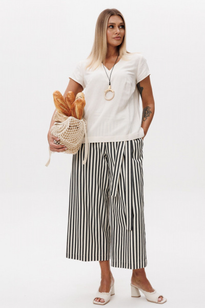 Блуза, кюлоты Ma Vie М-689 молочный- черный - фото 11