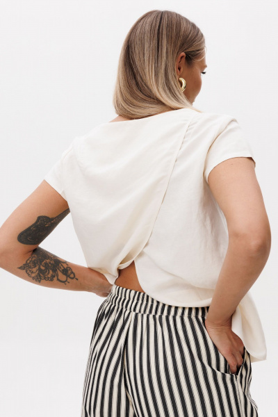 Блуза, кюлоты Ma Vie М-689 молочный- черный - фото 10