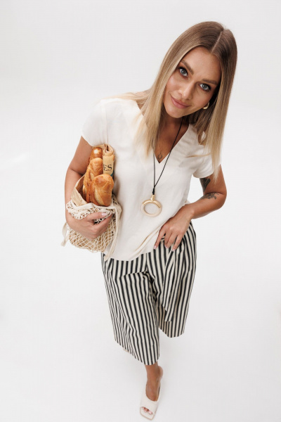 Блуза, кюлоты Ma Vie М-689 молочный- черный - фото 4