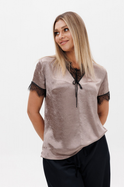 Блуза, брюки Ma Vie М-692 коричневый_черный - фото 8