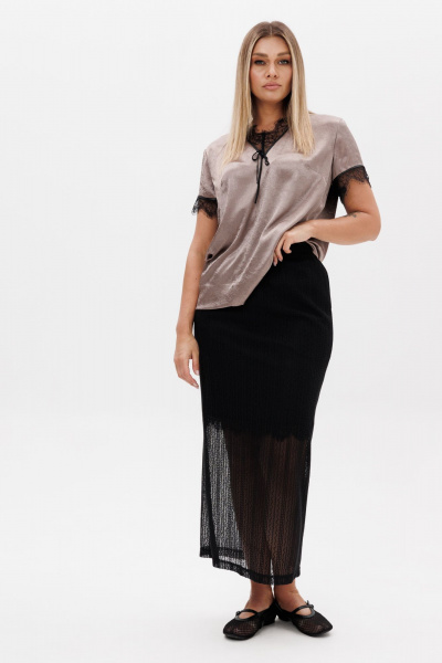 Блуза, юбка Ma Vie М-692/1 коричневый_черный - фото 8
