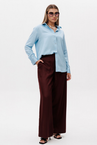 Брюки, рубашка Ma Vie М-700 голубой_коричневый - фото 6