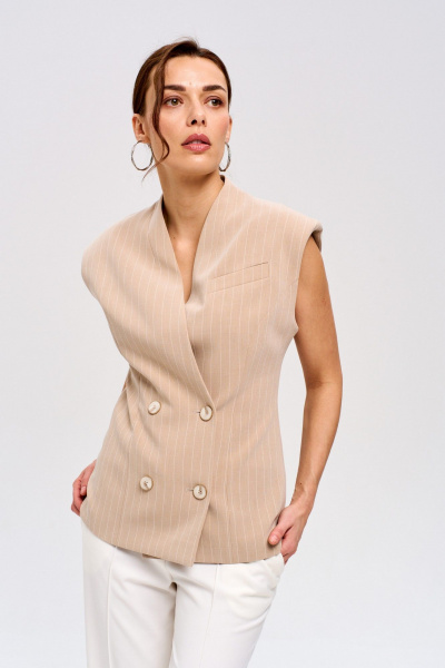 Жилет LUEL 257/5 бежевый_полоска - фото 4