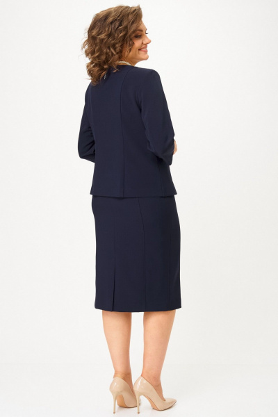 Костюм 2-ка с жакетом и юбкой, классический стиль, демисезон БелЭльСтиль 723-3_01_22+536-2_93_22 темно-синий однотон - фото 10