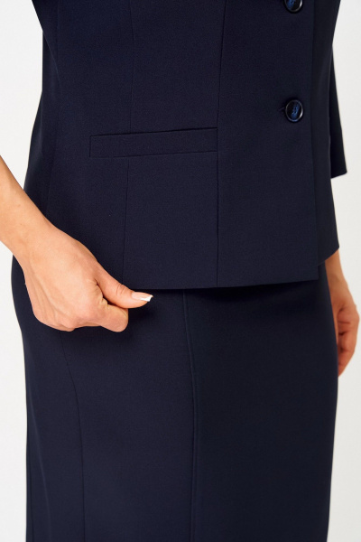 Костюм 2-ка с жакетом и юбкой, классический стиль, демисезон БелЭльСтиль 723-3_01_22+536-2_93_22 темно-синий однотон - фото 9