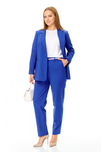 Брюки, жакет, футболка T&N 7664 сапфир_белый - фото 6