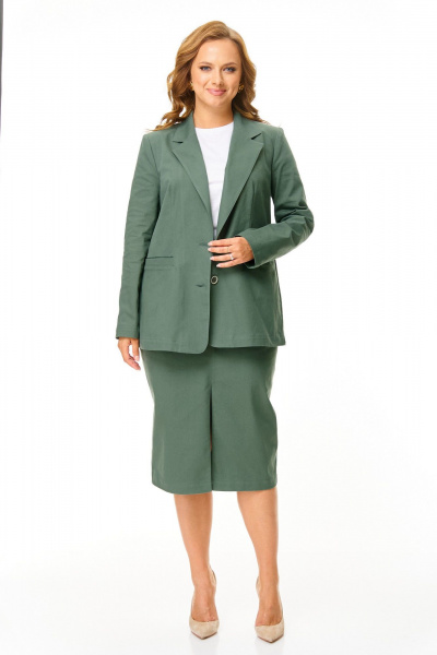 Жакет, ремень, юбка T&N 7647А темная_хвоя - фото 3